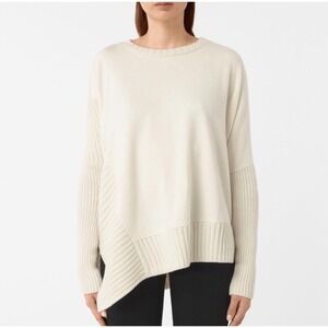 AllSaints Nia Drape Sweat Cream White Mixed Media Wool Blend Knit Sweater XS